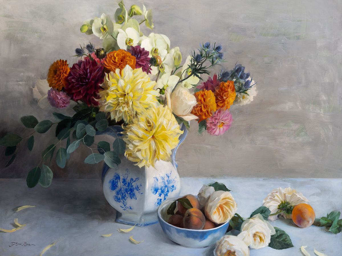 Arrangement with Dahlias and Orchids
