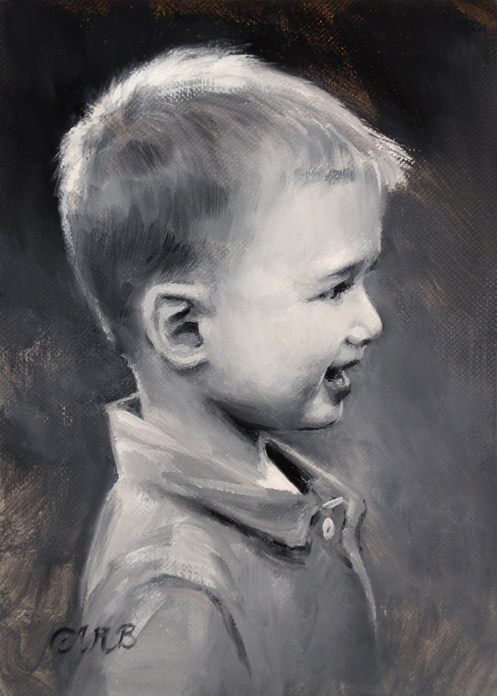 Custom Baby, Ultrasound, Toddler, Original Oil Paintings Art, Framed 5x7 Black and White or Umber, Hand Painted by Anna Rose Bain