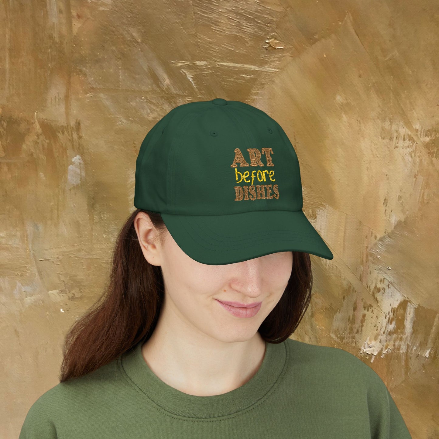 Camo Dad Cap — "Art Before Dishes" Embroidered Baseball Hat