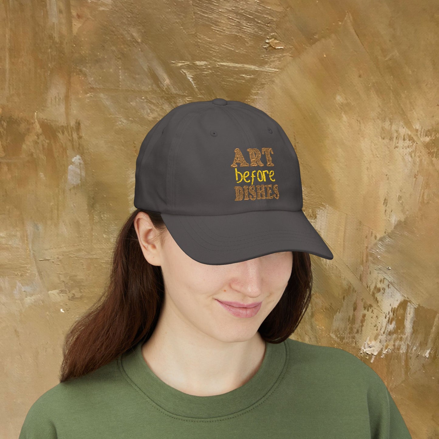 Camo Dad Cap — "Art Before Dishes" Embroidered Baseball Hat