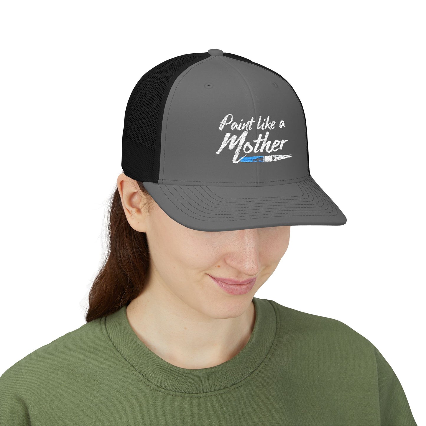 Paint Like a Mother Snapback Trucker Hat — Embroidered Painter Mom Cap