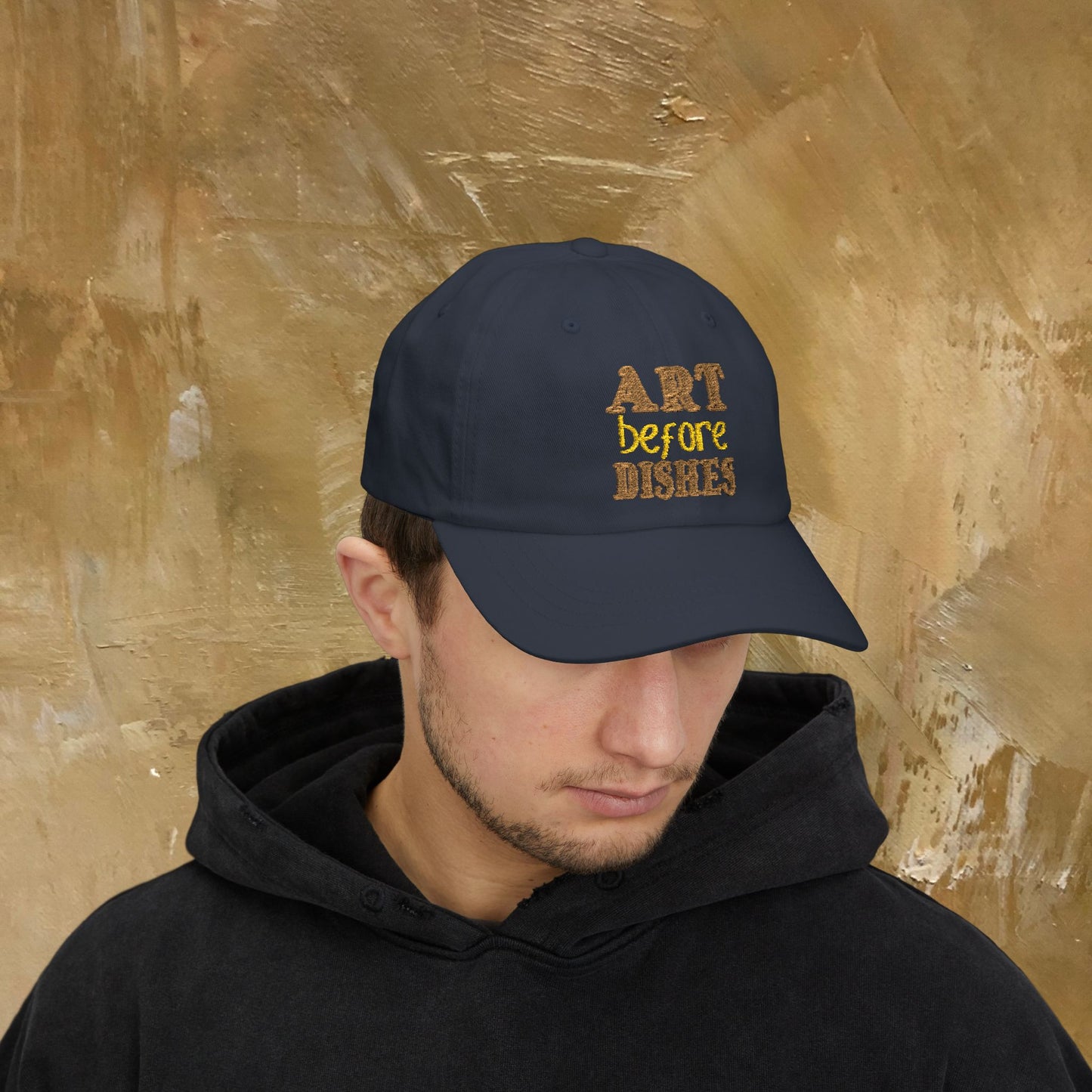 Camo Dad Cap — "Art Before Dishes" Embroidered Baseball Hat
