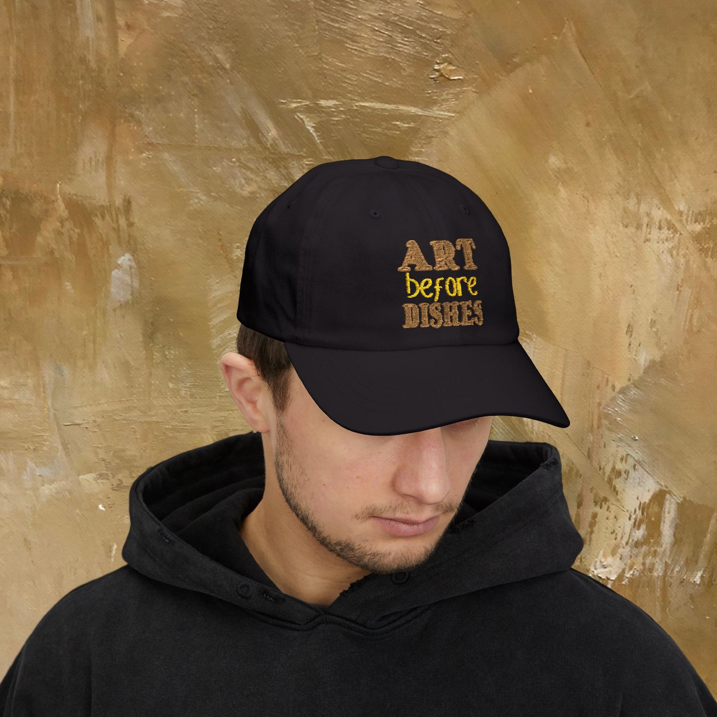 Camo Dad Cap — "Art Before Dishes" Embroidered Baseball Hat