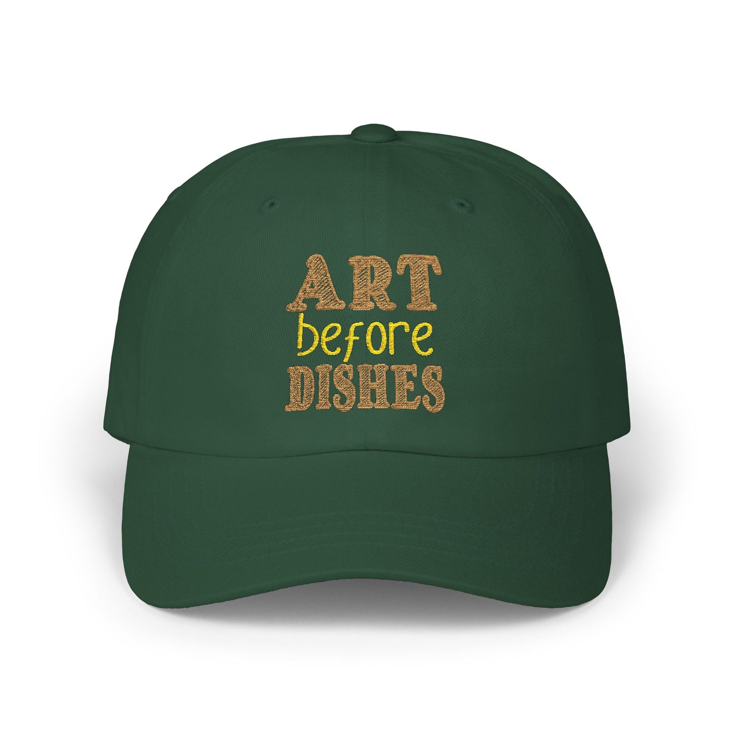 Camo Dad Cap — "Art Before Dishes" Embroidered Baseball Hat