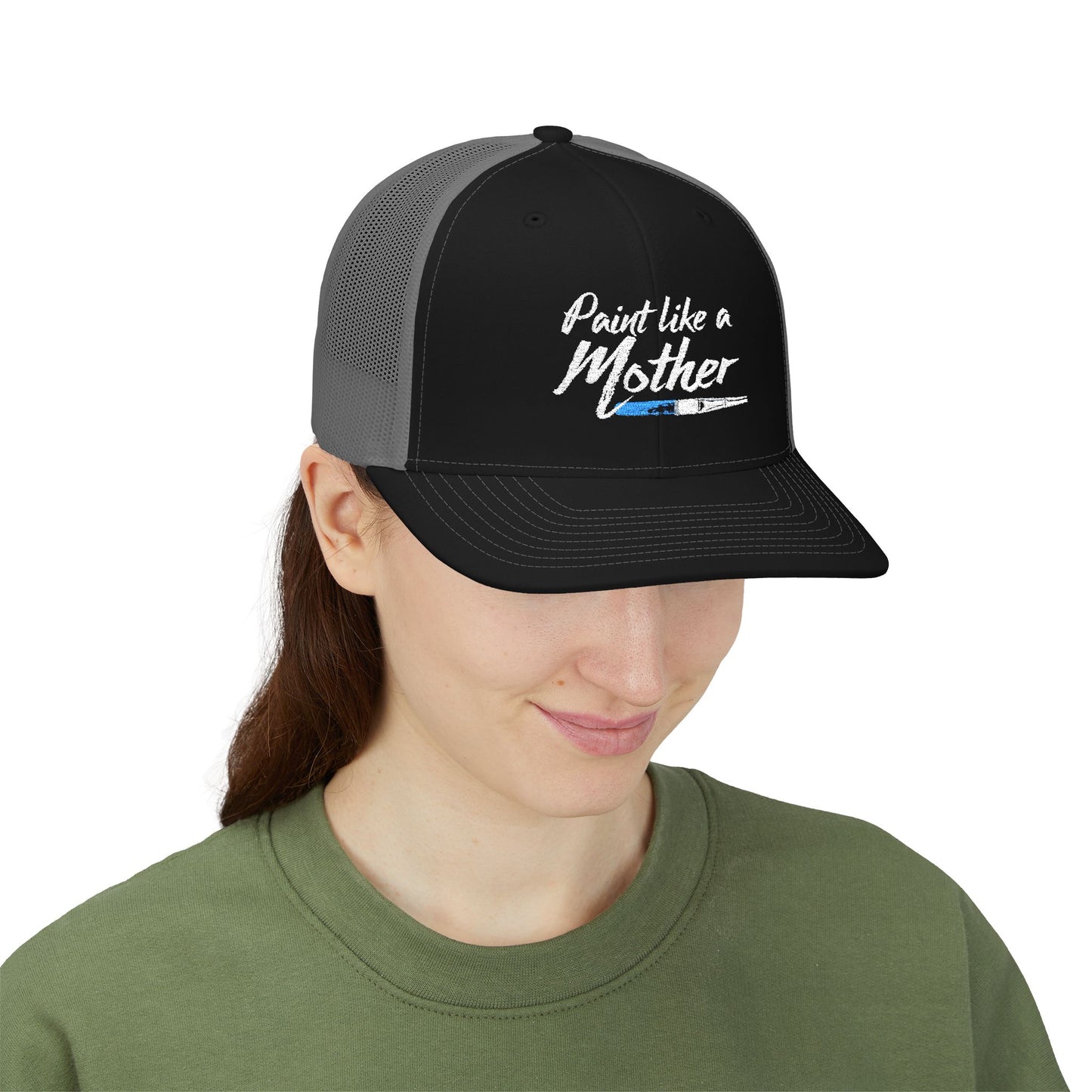 Paint Like a Mother Snapback Trucker Hat — Embroidered Painter Mom Cap