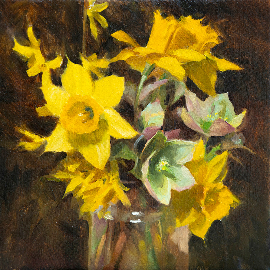 Daffodils and Lenten Roses (Framed)