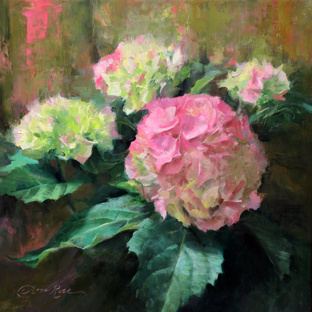 Pink and Green Hydrangeas (Framed)