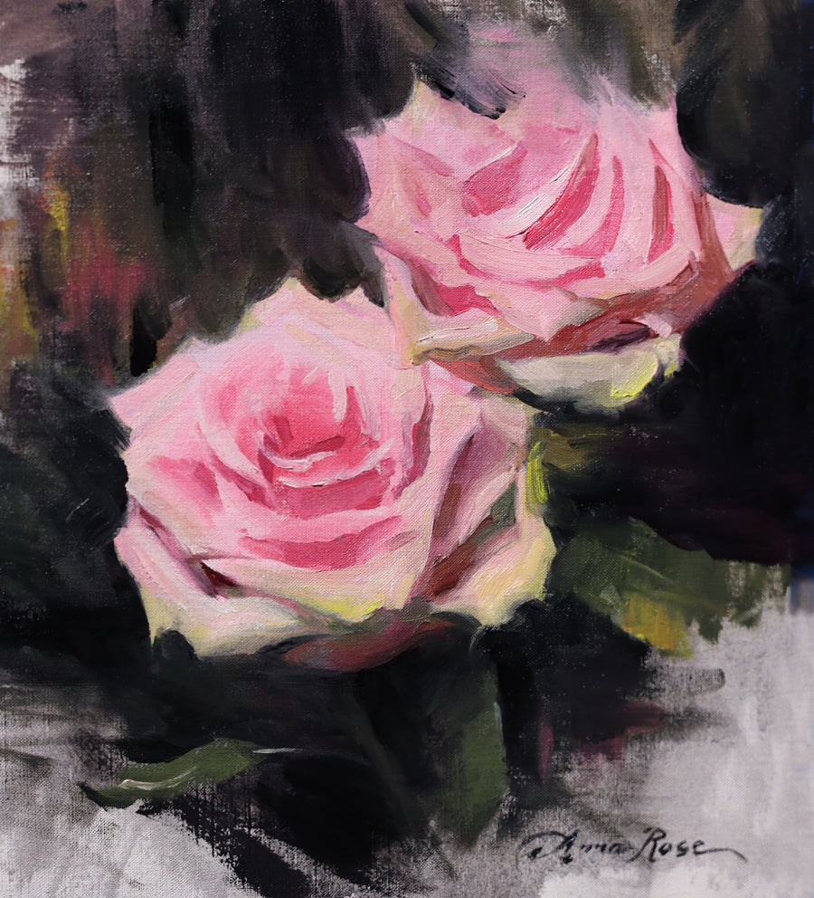 Two Pale Roses – Artwork by Anna Rose