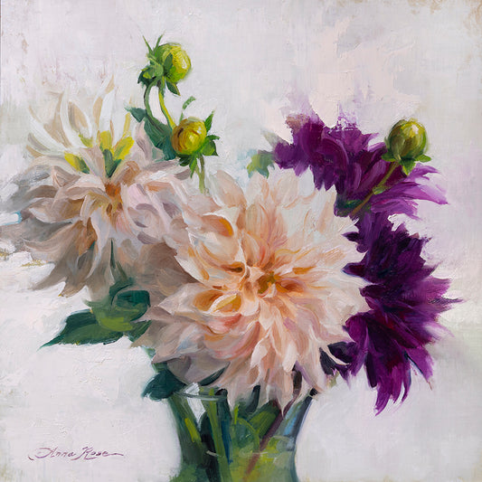 Pale & Purple Dahlias (Framed)