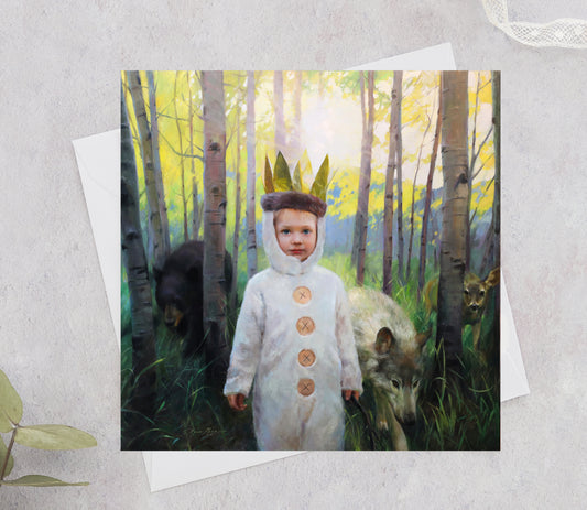 King of the Wild Things - Greeting Cards 5x5" set of 8 with envelopes - Featuring Fine Art Oil Painting by Anna Rose Bain