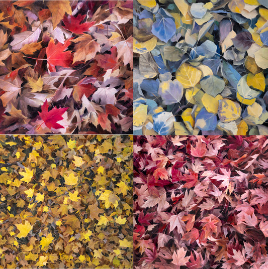 Fall Leaves "Meditation" Series - Greeting Cards 5x5" set of 8 with envelopes - Featuring Fine Art Oil Paintings by Anna Rose Bain