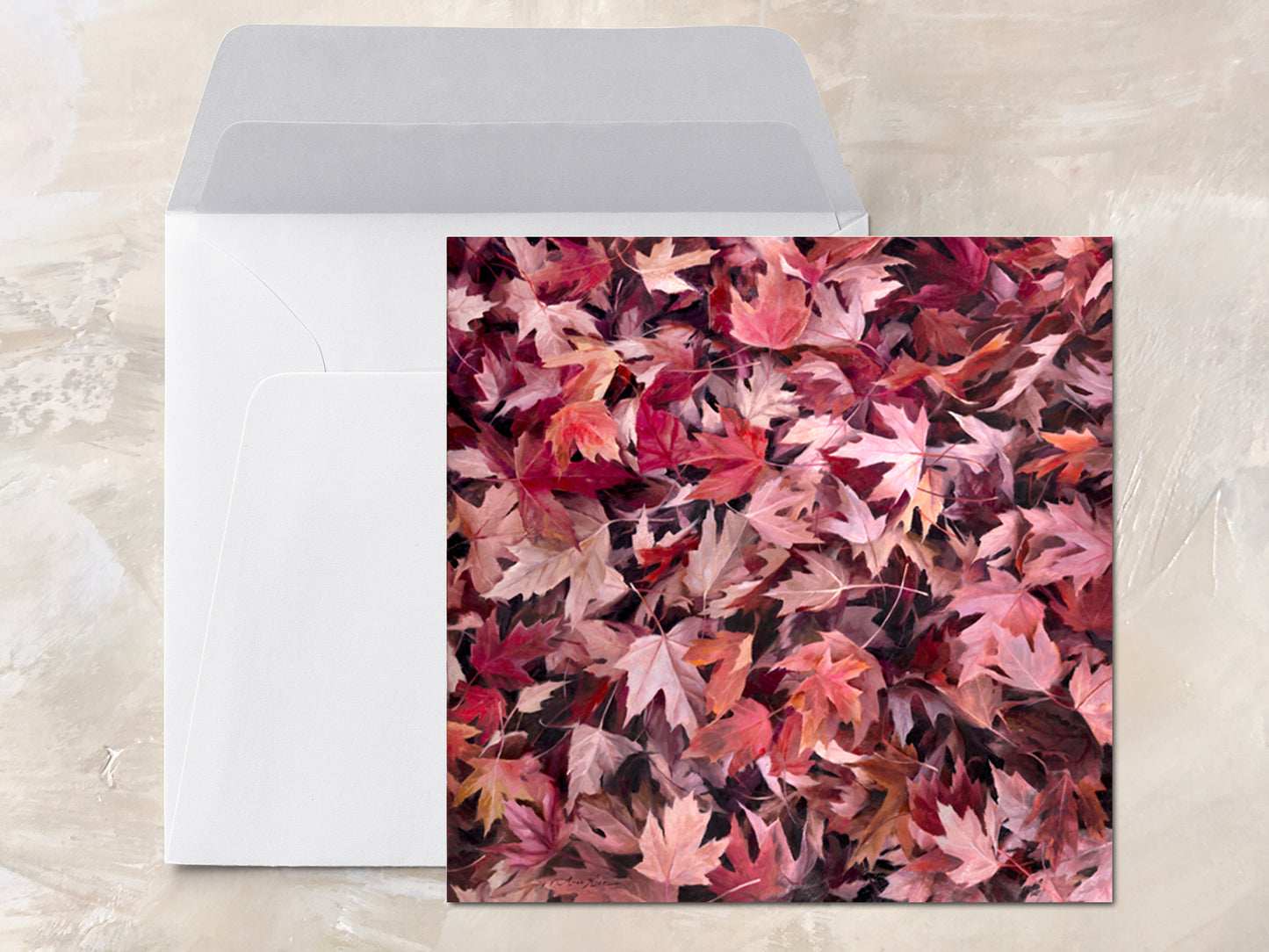 Fall Leaves "Meditation" Series - Greeting Cards 5x5" set of 8 with envelopes - Featuring Fine Art Oil Paintings by Anna Rose Bain
