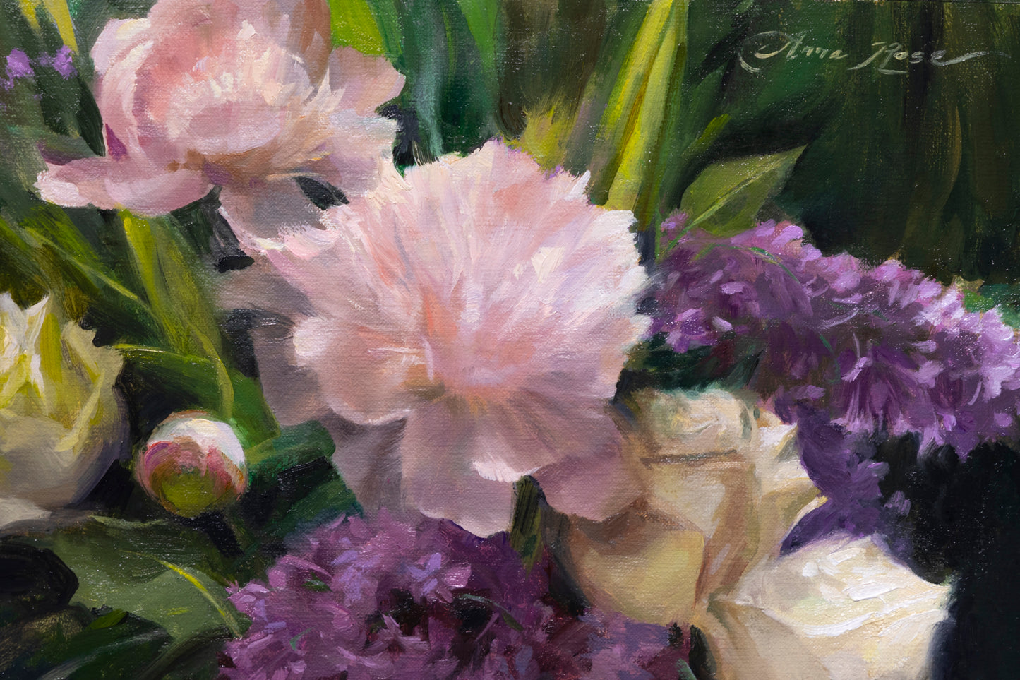 Pale Peonies and Lilacs (Framed)