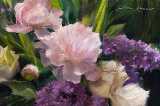 Pale Peonies and Lilacs (Framed)