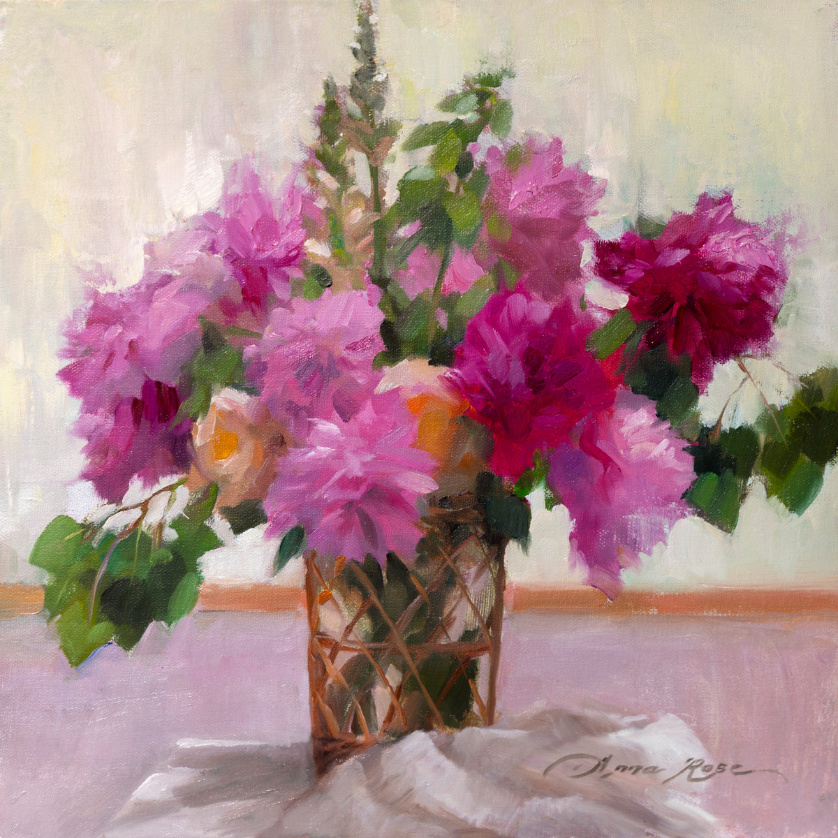 Aspens and Peonies (framed)