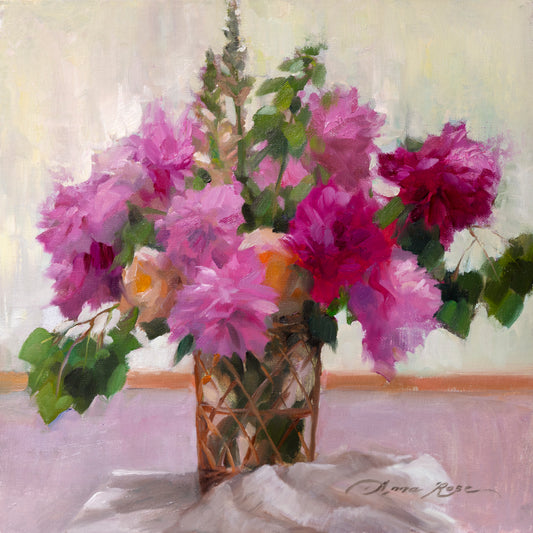 Aspens and Peonies (framed)