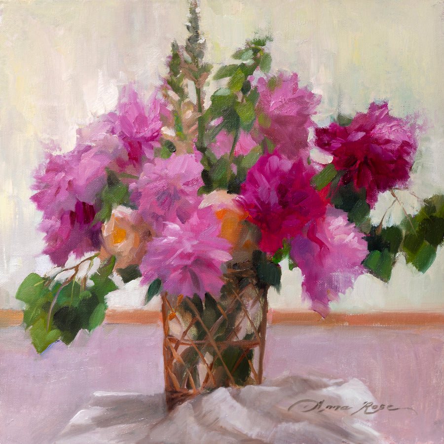 Aspens and Peonies (framed)