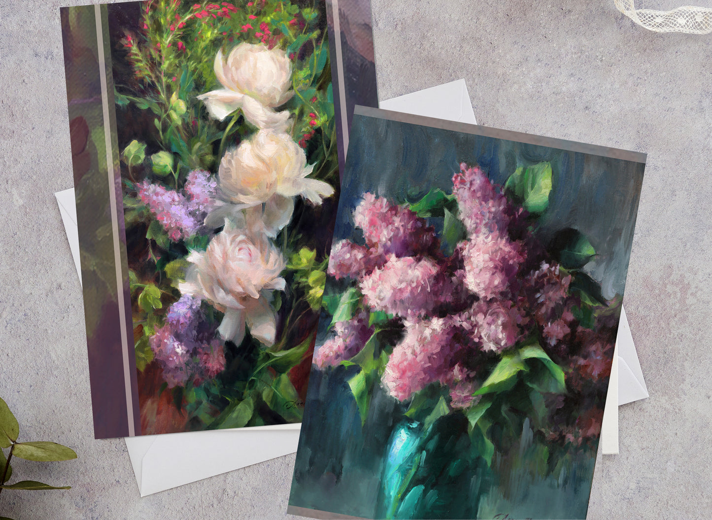 Spring Florals Peonies and Lilacs - Greeting Cards 5x7" set of 8 with envelopes