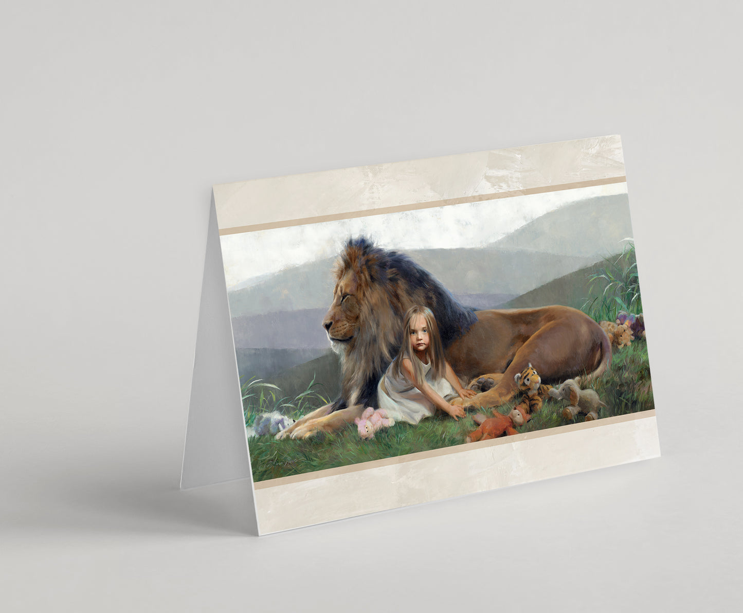 Set of 8 A7 (5x7") and 5"x5" Children with Animals Blank Greeting Cards with White Envelopes Featuring the Oil Paintings of Anna Rose Bain